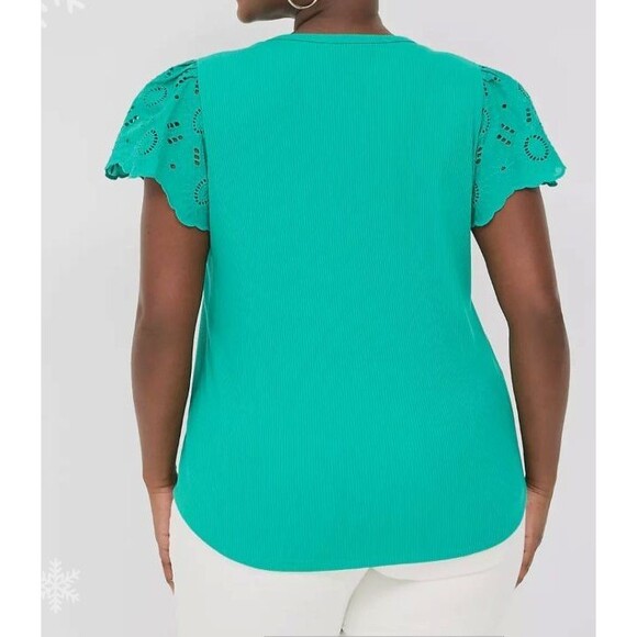Lane Bryant Flutter Eyelet Sleeve Top Size 22/24 - Picture 6 of 7